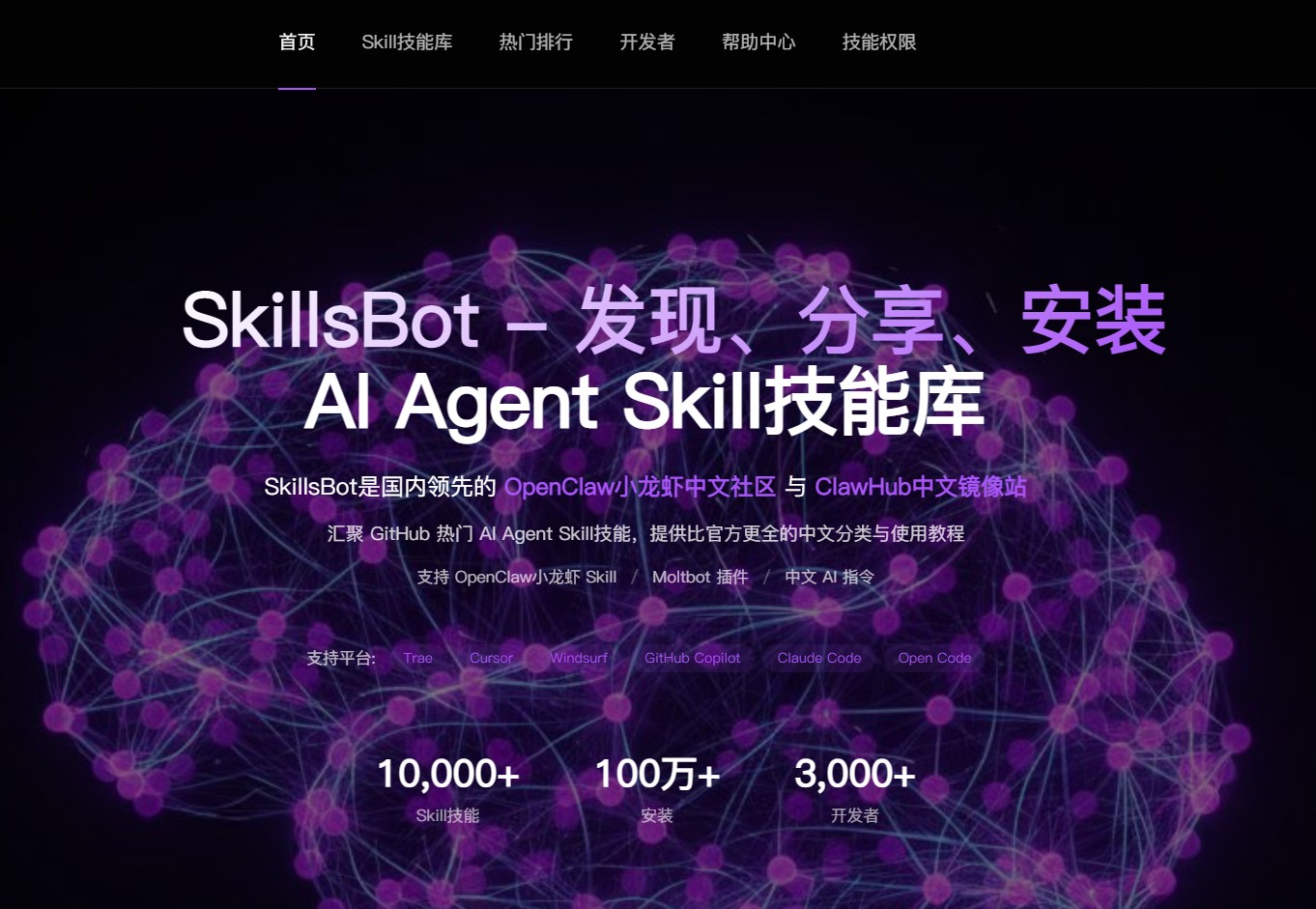 SkillsBot 官网首页